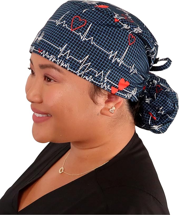 Sparkling EARTH Big Hair Ponytail Classic Surgical Style Scrub Working Cap - Made in The USA!!!