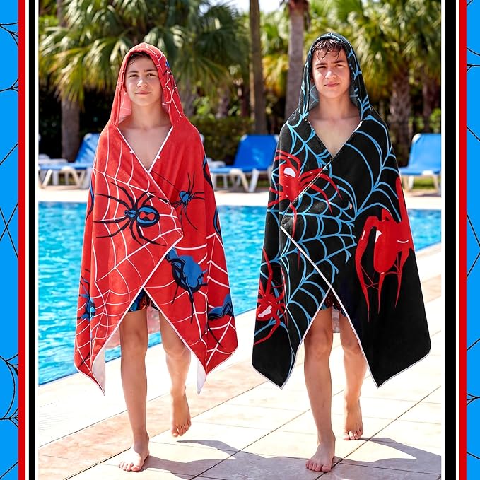 Peryiter 2 Pcs Spider Beach Towel Quick Dry Towels Swimming Bath Shower Pool Travel Trips Vacations Absorbent Soft Beach Blanket(Bright Spider, 50 x 30 Inches)