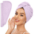 SimpleField 2 Pack Microfiber Hair Towel Wrap for Women, Anti Frizz Quick Drying Hair Turban for All Hair Style, Absorbent and Lightweight (Light Purple)