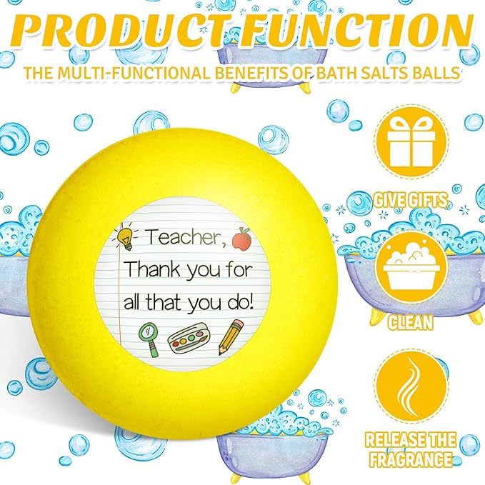 12 Pcs Teachers Appreciation Gifts Bath Bombs for Teacher Handmade Natural Bath Bomb for Teachers Appreciation Gift Exchange Gifts Thank You Teacher Party Favors