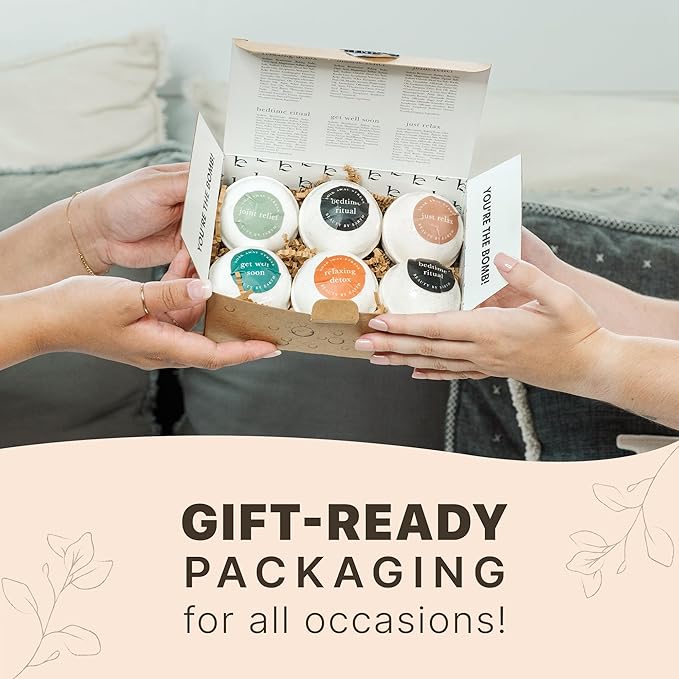 Bath Bombs Gift Set - USA Made with Organic & Natural Ingredients, Mothers Day Gifts for Mom & Wife, Relaxing Spa Gifts for Women & Men