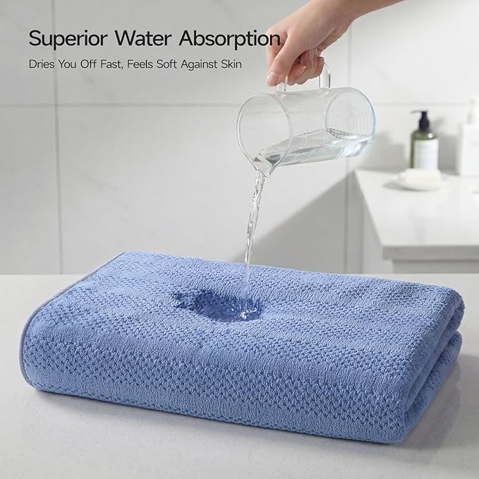 ecolook 4 Pack Microfiber Bath Towels, 31 x 63 inches Extra Large Bath Towel Set, Super Soft Highly Absorbent Bath Towels Set of 4, Quick Dry Lightweight Bathroom Towels for Spa, Pool, Gym, Navy