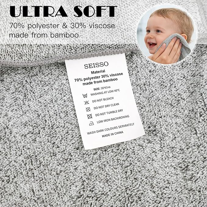 SEISSO 4 Pack Extra Large Bath Towels 63"x35", Bath Sheets for Sensitive Skin 70% Polyester 30% Viscose Fiber from Bamboo, Super Soft, Highly Absorbent & Quick Dry, Oversized Shower Towels