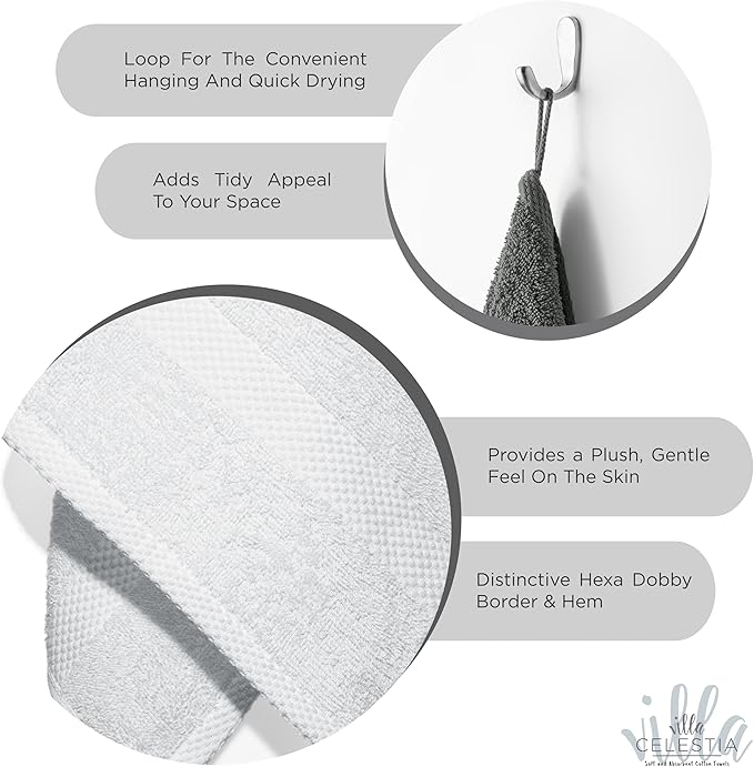 100% Cotton Wash Cloth for face & Body Set of 12, (12 x 12 inches) Sustainable, Soft, Highly Absorbent, Combed Cotton Wash Cloths Pack of 12 for Hotels, Spa, Bathroom, Dorm, White