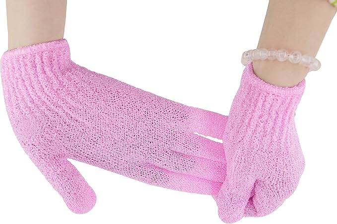 Exfoliating Gloves 10PCS Bath Gloves 5 Pairs, Natural Mitts Gloves for Men and Women Use,Shower Gloves Body Spa Makes Skin Soft and Healthy (AOLANS)