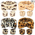 CIEHER 12 PCS Makeup Headband for Women Wrist Washband Scrunchies Cuffs for Washing Face, Soft Leopard Print Spa Headband Matching Wristbands