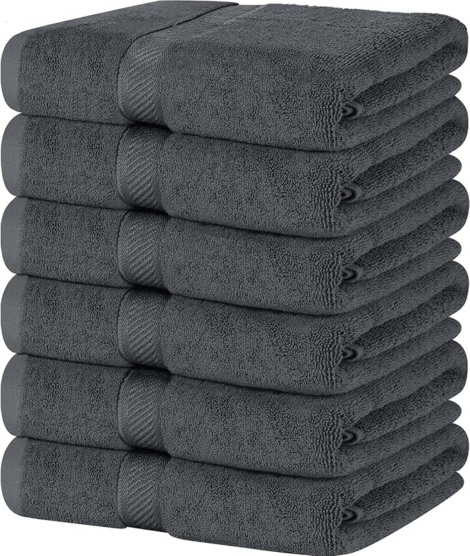 Simpli-Magic Cotton Bath Towels, 25”x50”, Gray, 6 Pack