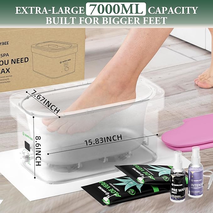 BUMPLYBEE 7000ml Paraffin Wax Machine for Hand and Feet-White Hand Wax Paraffin Machine for Hands with 10pcs Aloe Vera Paraffin Bath Refills,Ideal Gifts for Women
