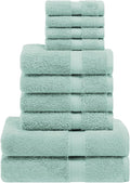 SUPERIOR Egyptian Cotton Pile 10 Piece Towel Set, Includes 2 Bath, 4 Hand, 4 Face Towels/Washcloths, Ultra Soft Luxury Towels, Thick Plush Essentials, Guest Bath, Spa, Hotel Bathroom, Sea Foam
