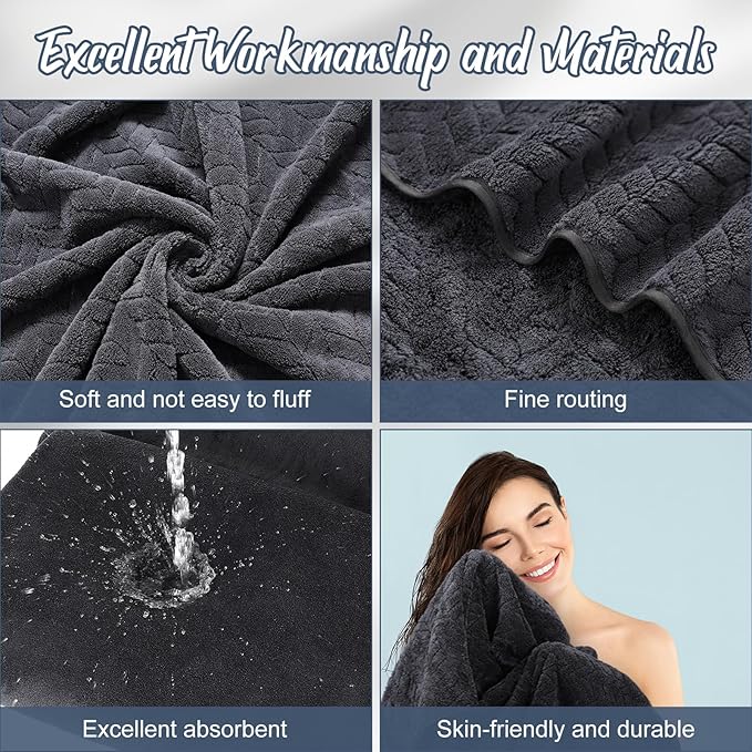 SmoothNovelty 16 Pack Microfiber Bath Towels Bulk 27'' x 60'' Oversized Size Bath Towel Highly Absorbent Extra Large Soft Drying for Beach Shower Summer Salon Sport Gym Party (Wheat,Black)
