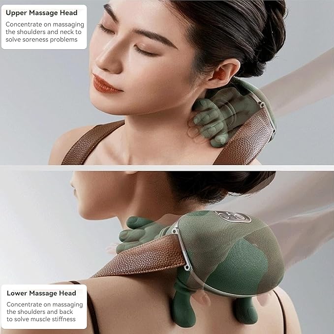 Shoulder and Neck Massager, Bionic Heated Massager, Shiatsu Neck Massager with Fingers, 4D Kneading Massage, Skin Friendly, Simulates a Real Palm Massage for Comfort, Relax Muscle, Pain Relief