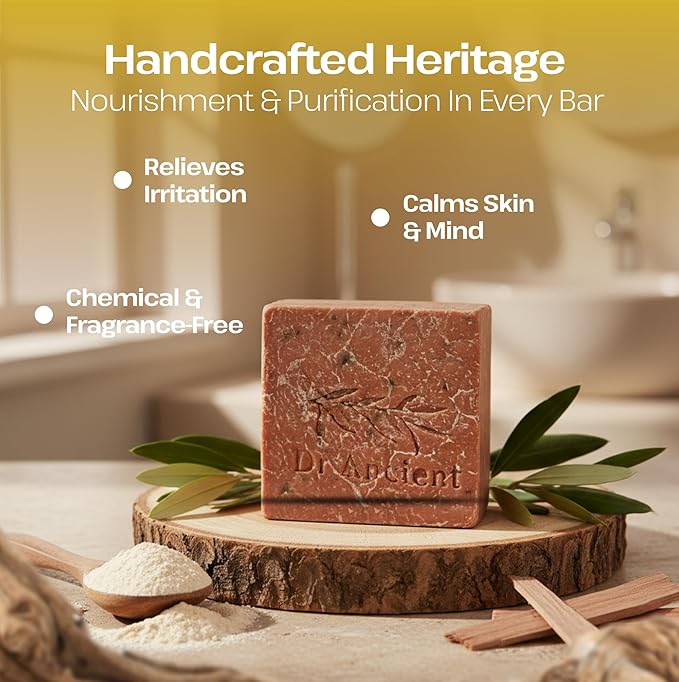 Dr.Ancient Sandalwood Soap Bar, Organic Soap Bars Handcrafted the Traditional Way, Natural Chemical-Free, Vegan, Used for Face Wash, Body Wash, and Hand Cleansing, Moisturizing, Nourishing Care