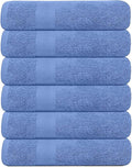 KAHAF COLLECTION 6 Pack Bath Towels Set (27 x 54 Inches) 100% Ring Spun Cotton, Lightweight, Quick Dry, Highly Absorbent Towels (Blue, (27x54) Inches)