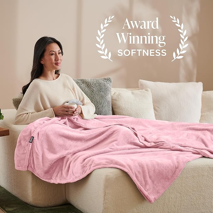 Bare Home Fleece Blanket - Throw Extra Long - Ultra-Soft Lightweight for Bed, Sofa, and Couch - Luxury Microplush - Cozy Warm Blanket (Throw XL, Light Pink)