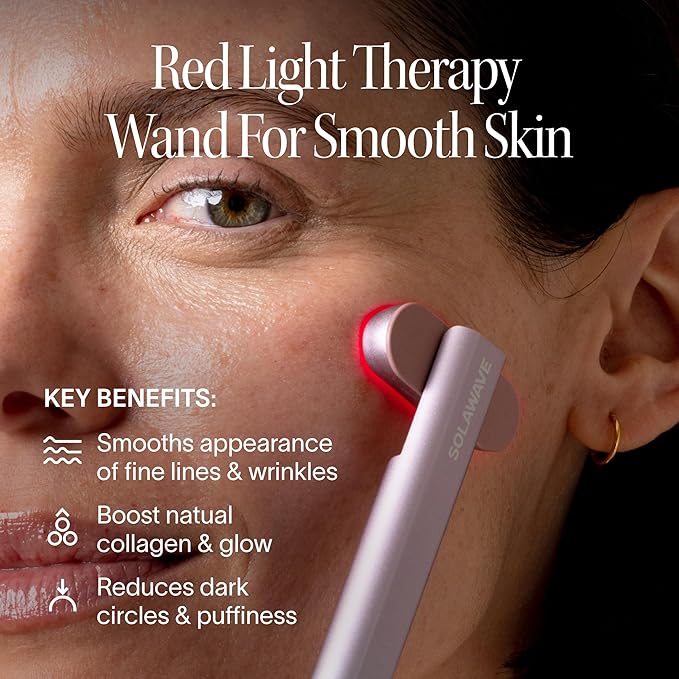 Solawave 4-in-1 Red Light Therapy Wand for Face & Neck | Beauty Device with Galvanic Current, Massager & Warmth | Anti-Aging, Wrinkle Reduction, Skin Tightening, Depuffing & Rejuvenation (Ombre)
