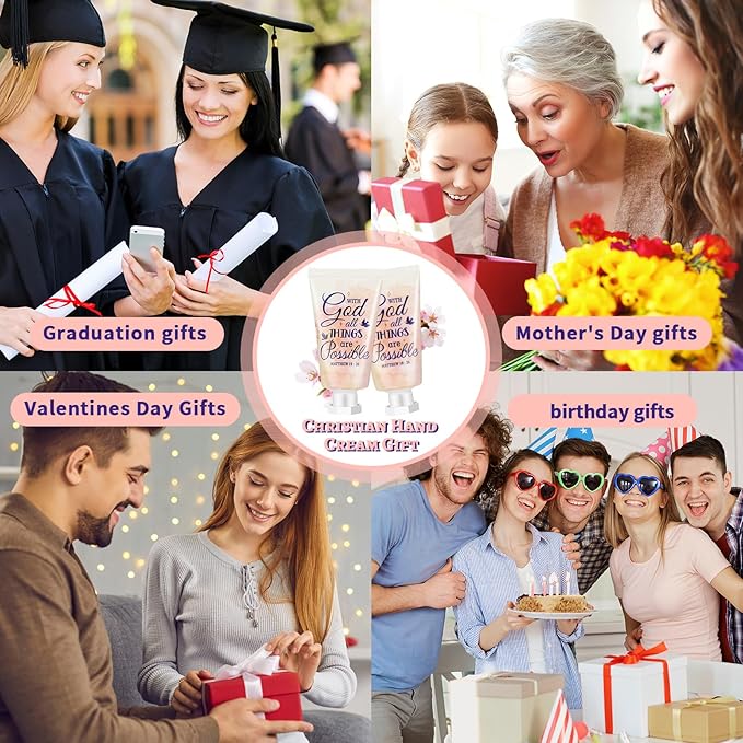 50 Pack Christian Hand Lotion Bulk Gifts for Women Mother's Day Gifts Bible Mini Travel Hand Lotion for Women Church Appreciation(Cute)