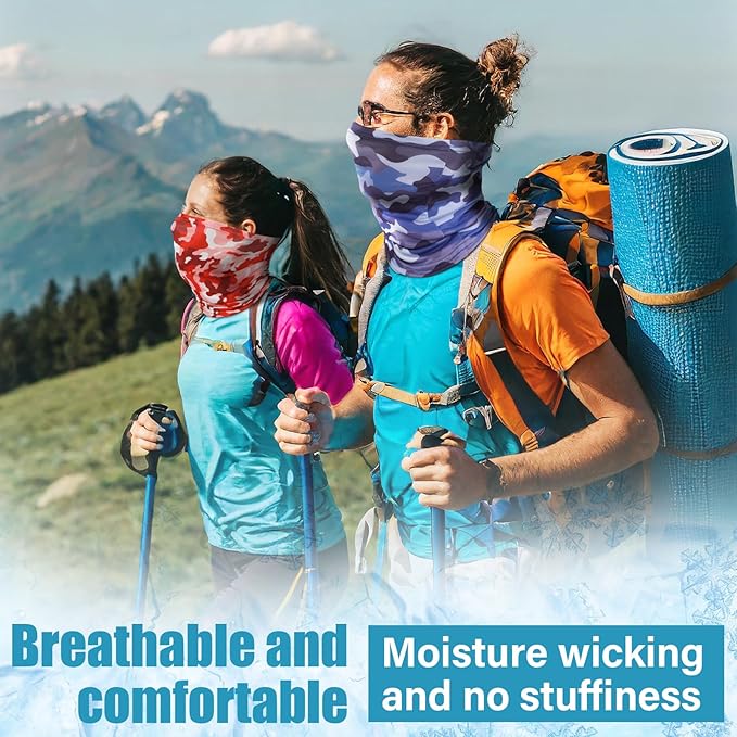 SATINIOR Summer Camo Neck Gaiter UV Protection Cooling Face Mask Sun Hood Bandanas for Men Women Sunscreen Breathable Bandana