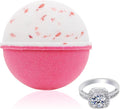 Bath Bomb with Surprise Size Ring Inside - Pink Himalayan Sea Salt Extra Large 10 oz. Bath Bombs with Jewelry - Hand Made in USA - Perfect for Spa & Bubble Bath. Great Gift for Birthday, Mothers Day