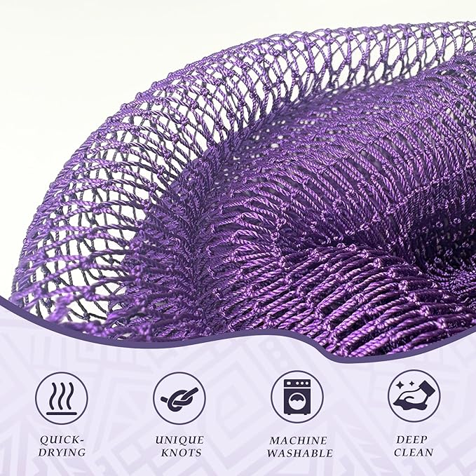 SPMKTBOZAI African Net Sponge Authentic, 3 Pieces African Exfoliating Sponge Real African Net, Shower Loofah Exfoliating Bath Sponge, Body Scrubber for Women and Men Daily Use Body Care