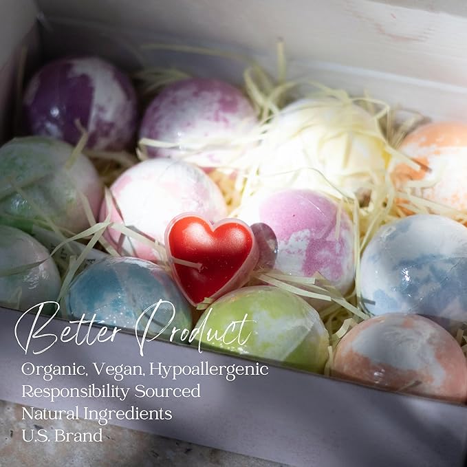 EvolutionUSA 12 Mother’s Day Bath Bombs for Women – Beautiful Bath Bombs for Mom, Thoughtful Mother’s Gift of Luxury & Relaxation, Gorgeous Bath Balls Set, Lush Aramotherpy Bathbombs, Gift Set Women