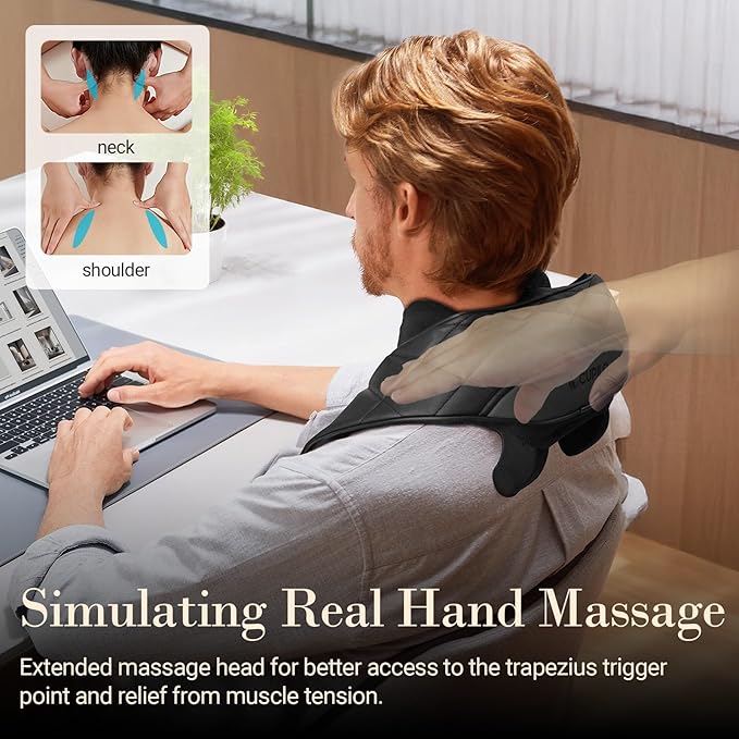 CuPiLo Cordless Neck Massager with Heat, HSA Store FSA 4D Kneading Shoulder Massager for Pain Relief Deep Tissue, Electric Shiatsu Massage for Neck and Shoulder, Mothers Day Gifts for Mom Women