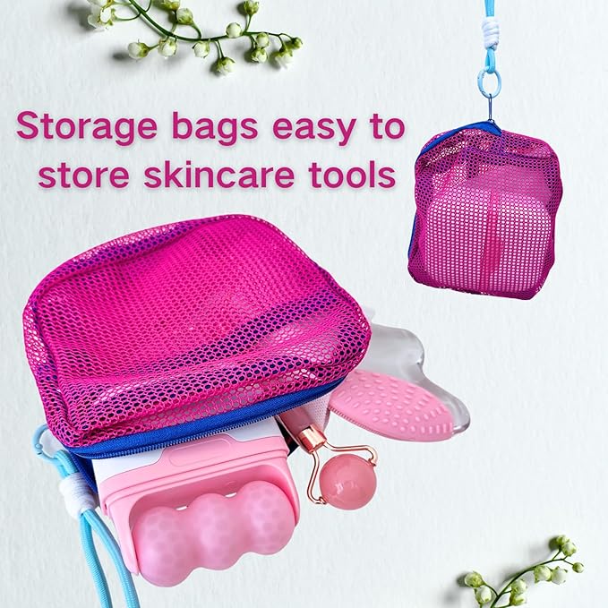 Mothers Day Skincare Tool Gifts Set for Her, Women, Daughter, Mom, Teen Girls - Gua Sha & Jade Roller, ice roller for face, Self Care Gifts Set, Eye Mask, with Greeting Card, Girlfriend Birthday Gift