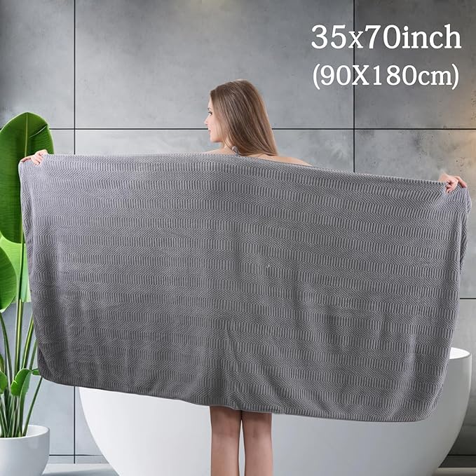 Ycosy 4 Pack Extra Large Microfiber Bath Towels Set,35x70 inches,600GSM,Less Lint Highly Absorbent Super Soft & Quick Dry,Oversized Bath Towels,Perfect for Bathroom Gym Pool,Grey