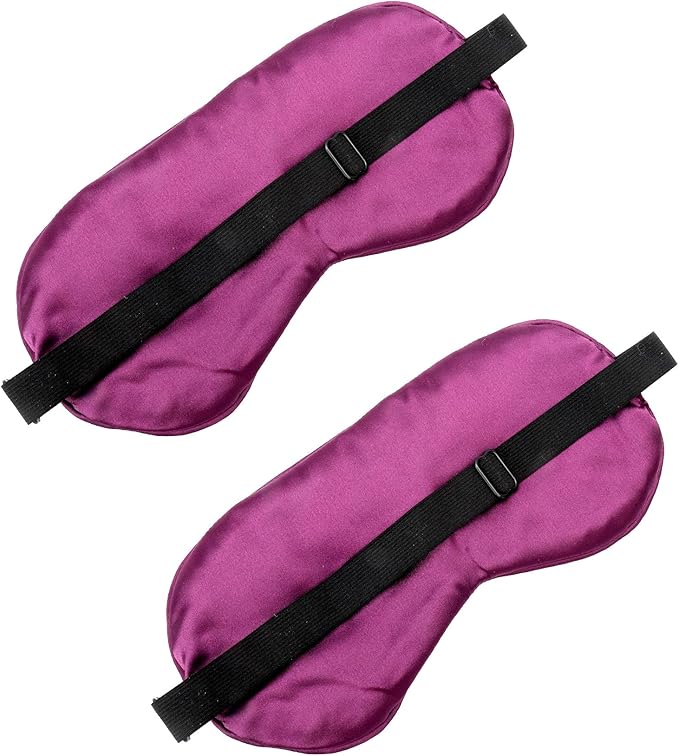 2 PCS Purple Satin Sleep Masks, Adjustable Silk Eye Mask for Sleeping, Eye Sleep Shade Cover, Blind Folds Soft Breathable Blindfold for Play Party Games Airplane Travel Essentials Cover Gifts