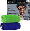 African Net Sponge Authentic - 2 Pieces 53in Stretched Length Exfoliating Body Scrubber Bath Sponge - Loofah Washcloth Back Scrub for Shower Body Exfoliator