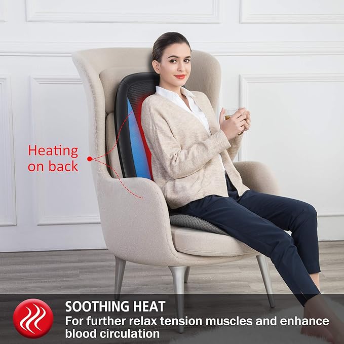 COMFIER Shiatsu Back Massager with Heat, Massage Seat Cushion for Home or Office Chair Use