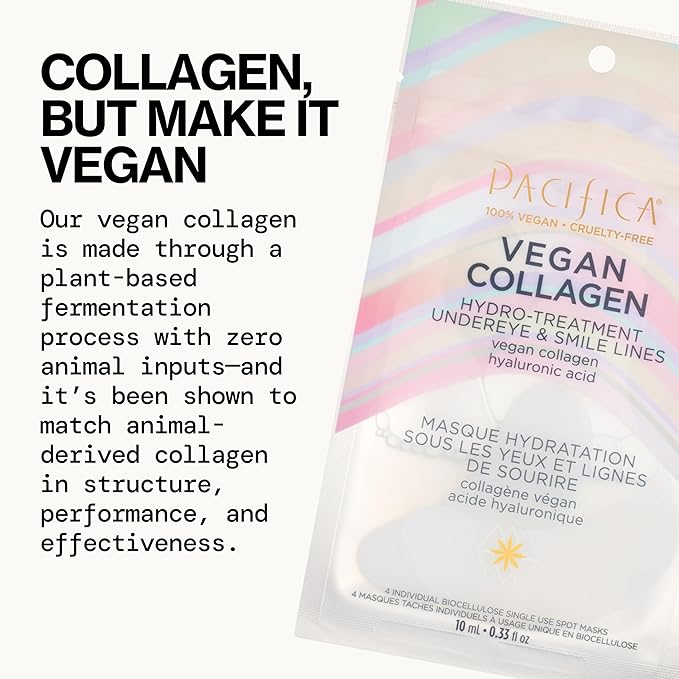 Pacifica Undereye & Smile Mask Set – Vegan Collagen Hydro Treatment with Hyaluronic Acid, Hydrating for Dark Circles, Dry & Combination Skin, Vegan & Cruelty-Free, 4 Pieces
