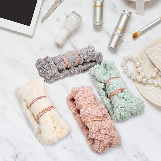 DOOBO 6pcs Microfiber Hairband, Fluffy Face Wash Headbands for Women, Spa Headbands for Skin Care, Yoga, Running, Exercise, Absorbent & Comfortable