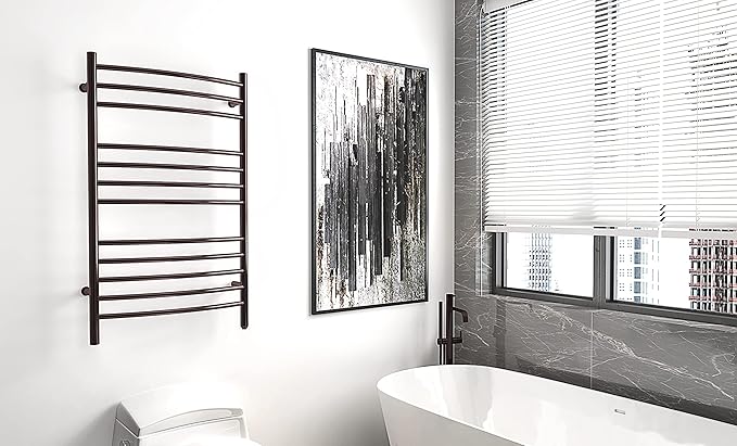 HEATGENE Towel Warmer Venetian Bronze, Electric Hot Towel Rails, Wall-Mounted Large 12 Bars Warming Towel Racks, Plug-in/Hardwired Heated Towel Rails
