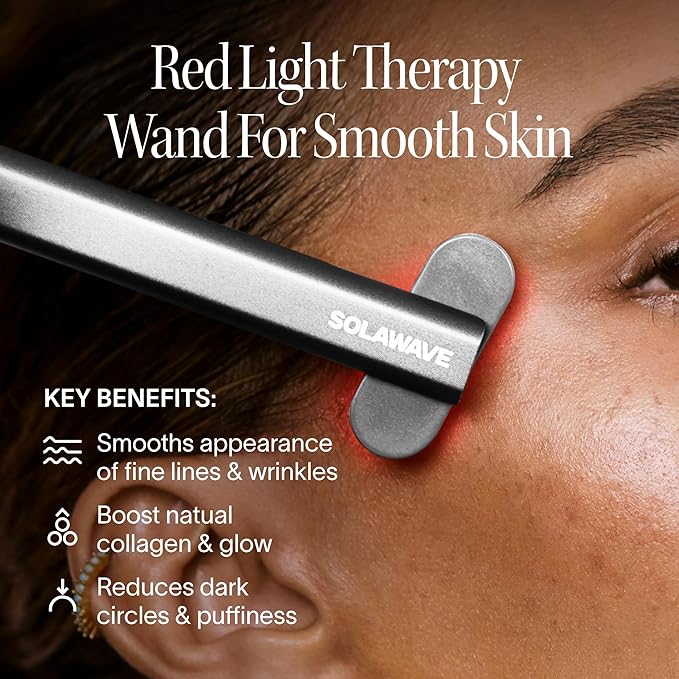 Solawave 4-in-1 Red Light Therapy Wand for Face & Neck | Beauty Device with Galvanic Current, Massager & Warmth | Anti-Aging, Wrinkle Reduction, Skin Tightening, Depuffing & Rejuvenation (Matte Black)
