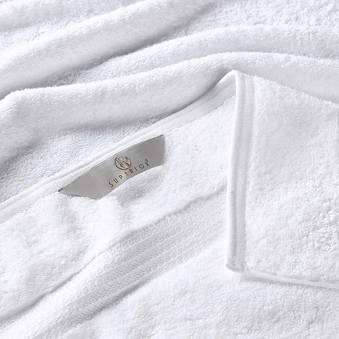 Superior Egyptian Cotton 6-Piece Towel Set, Bathroom Essentials, Towels For Bathroom, Apartment, Airbnb, Guest Bath, Face, Hand, Bath Towels, Washcloths, Absorbent, Fast Drying, White