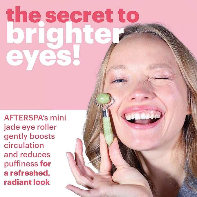 Mini Jade Eye Roller by Afterspa, Preppy Skincare, Gua Sha Facial Tools, Spa Self Care Gifts for Women, Facial Skin Care Products, Vegan and Cruelty Free
