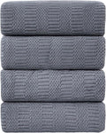 Ycosy 4 Pack Extra Large Microfiber Bath Towels Set,35x70 inches,600GSM,Less Lint Highly Absorbent Super Soft & Quick Dry,Oversized Bath Towels,Perfect for Bathroom Gym Pool,Grey