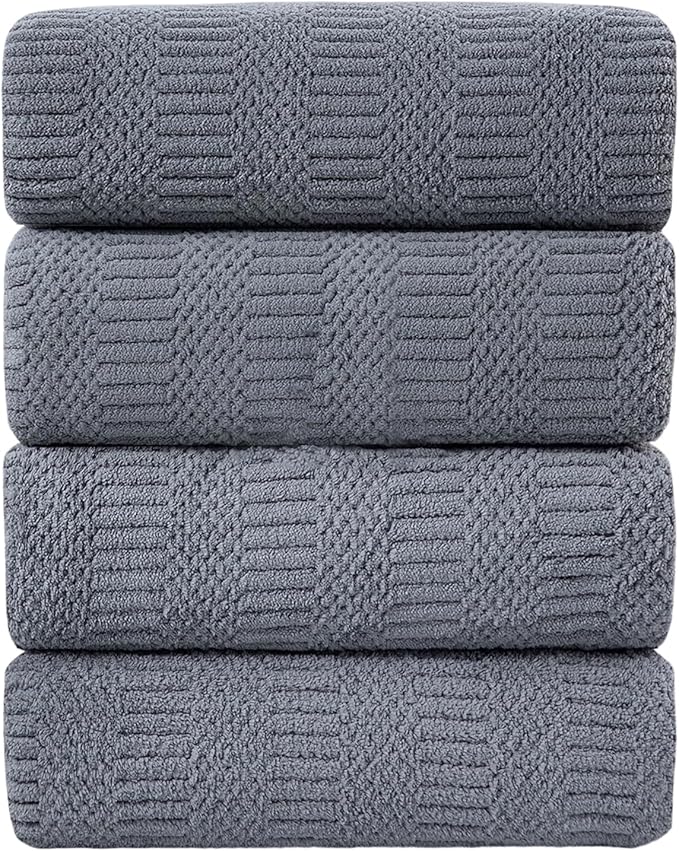 Ycosy 4 Pack Extra Large Microfiber Bath Towels Set,35x70 inches,600GSM,Less Lint Highly Absorbent Super Soft & Quick Dry,Oversized Bath Towels,Perfect for Bathroom Gym Pool,Grey