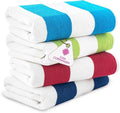 CASA COPENHAGEN Cabana Towel 4Pcs Multicolour Designer Stripe Beach Towels Gift Set, 30"x60" Oversized 100% Cotton Pool Bath Towel for Beach Gift Set (Perfect Summer Gift Set for Women & Men)