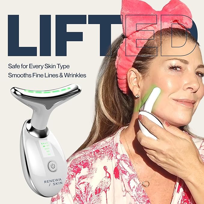 Renewa Skin Face & Neck Sculpting Tool Handheld Beauty Device with Gentle Light & Soothing Vibration At-Home Skincare Tool for a Smoother, Refreshed, and Radiant-Looking Complexion