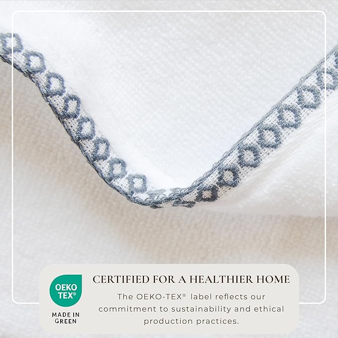 Great Bay Home Blue/White Washcloth Set - Ultra-Soft Cotton, Boho-Chic Border Design - 12 Washcloths (13" x 13") - Absorbent, Quick-Dry, Lightweight Bathroom Towels