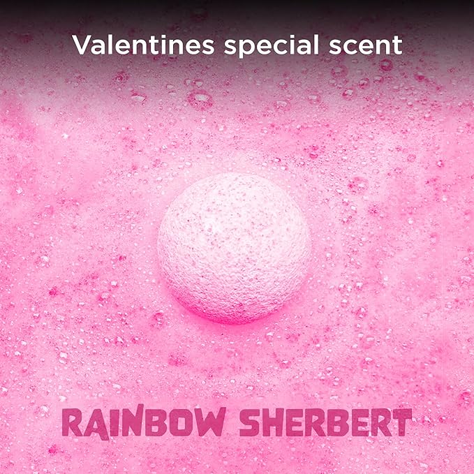 Valentines Bath Bombs for Kids with Surprise Heart Squishy Toys Inside (1 Pack) - Bubble Bath, USA Made, Kids Safe Ingredients, Fruity Scents, Valentines Day Gifts for Kids & Women by Two Sisters