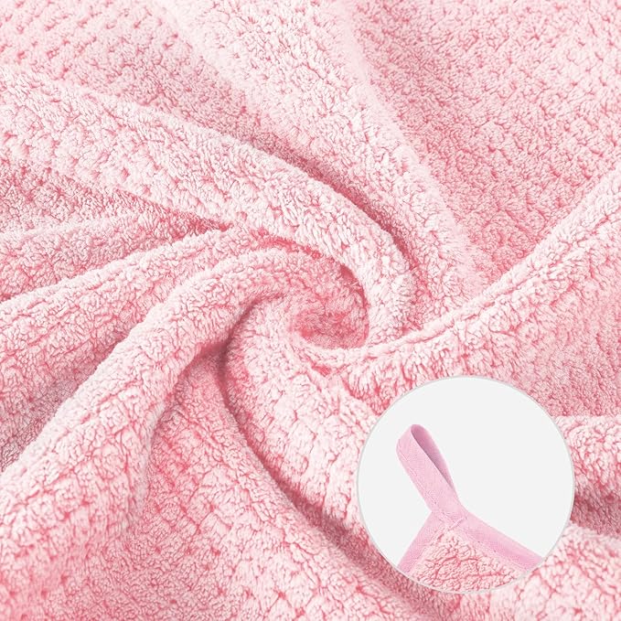 MaopaoBeauty 6 Piece Washcloth Set,100% Microfiber - Quick Dry, Thick, Soft, Plush and Highly Absorbent Luxury Hotel & Spa Bath Towel for Bathroom, Pack of 6, Pink