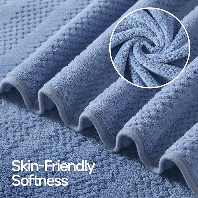 ecolook 4 Pack Microfiber Bath Towels, 31 x 63 inches Extra Large Bath Towel Set, Super Soft Highly Absorbent Bath Towels Set of 4, Quick Dry Lightweight Bathroom Towels for Spa, Pool, Gym, Navy