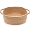 ABenkle Small Basket with Handles, Boho Decorative Rope Woven Dog Cat Toy Storage Bin Shelf Storage Organizer, Easter Christmas Gift Basket, 12"x8"x5"