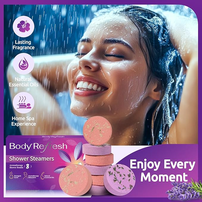Shower Steamers Aromatherapy - 8 Pack Shower Bombs with Essential Oils, Mothers Day Gifts for Mom Wife, Birthday Gifts for Women Self Care Relaxation Home SPA Stress Relief Teacher Appreciation Gifts