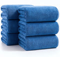 sakano 6-Piece Microfiber Bath Towel Set - Quick-Drying Bath Towels,Absorbent& Lint Free Soft Launder for Family, Gym, and Spa -Blue, 28 x 55 inches