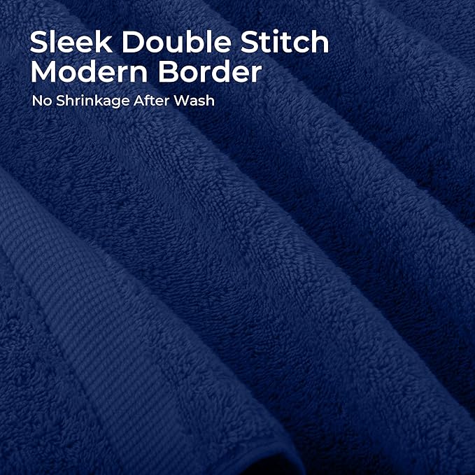 Lavish Home 6 Piece Towel Set - 550 GSM 100% Cotton Bathroom Accessories - 2 Bath Sheets, 2 Hand Towels, and 2 Wash Cloths - Soft and Absorbent Bathroom Set for Shower, Gym, Dorm, and Spa (Navy)