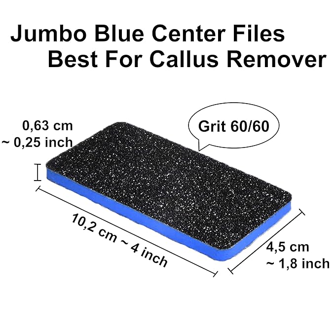 New AMT 12 PCS Pedicure Foot File Grit 60/60, Black Callus Remover File, Nail Files for Pets, Emery Boards for Pet Grooming, 60 Grit Foot File (12 PCS -Blue Center)