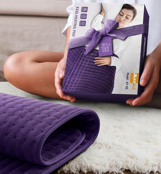 Mothers Day Gifts for Mom, Heating Pad for Back, Neck & Shoulder Pain Relief, 17"x33" Electric Moist/Dry Heat Pad, 6 Heat & 4 Timer Settings, Auto Shut-Off, Machine Washable, Gift for Wife Women Her